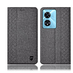 Cloth Case Stands Flip Cover H14P for Oppo A98 5G Gray