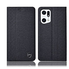 Cloth Case Stands Flip Cover H14P for Oppo Find X5 5G Black