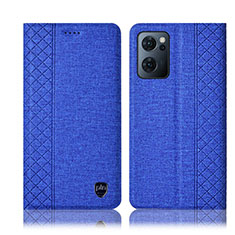 Cloth Case Stands Flip Cover H14P for Oppo Find X5 Lite 5G Blue