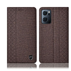 Cloth Case Stands Flip Cover H14P for Oppo Find X5 Lite 5G Brown