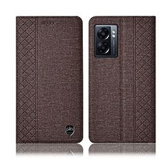 Cloth Case Stands Flip Cover H14P for Oppo K10 5G India Brown