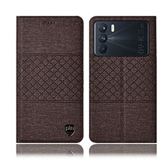 Cloth Case Stands Flip Cover H14P for Oppo K9 Pro 5G Brown