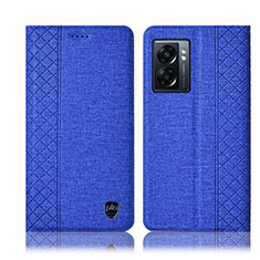 Cloth Case Stands Flip Cover H14P for Realme Narzo 50 5G Blue