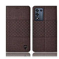 Cloth Case Stands Flip Cover H14P for Realme Q3s 5G Brown