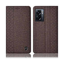 Cloth Case Stands Flip Cover H14P for Realme Q5i 5G Brown