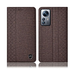 Cloth Case Stands Flip Cover H14P for Xiaomi Mi 12S Pro 5G Brown