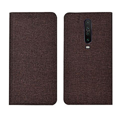 Cloth Case Stands Flip Cover L01 for Xiaomi Redmi K30 4G Brown