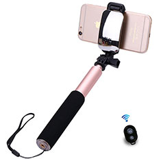 Extendable Folding Handheld Selfie Stick Tripod Bluetooth Remote Shutter Universal S13 for Handy Zubehoer Mikrofon Fuer Smartphone Rose Gold