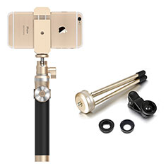 Extendable Folding Handheld Selfie Stick Tripod Bluetooth Remote Shutter Universal S16 for Vivo X Flip 5G Gold