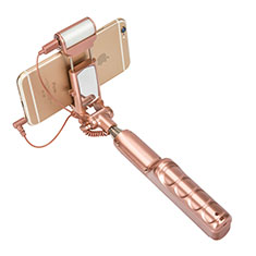 Extendable Folding Handheld Selfie Stick Tripod Bluetooth Remote Shutter Universal S17 for Samsung S5750 Wave 575 Gold