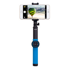 Extendable Folding Handheld Selfie Stick Tripod Bluetooth Remote Shutter Universal T21 for Vivo Y53s NFC Blue