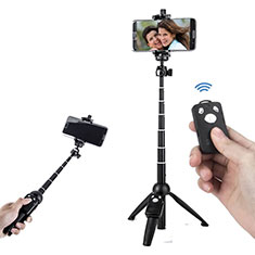 Extendable Folding Handheld Selfie Stick Tripod Bluetooth Remote Shutter Universal T24 for Vivo X90 Pro 5G Black