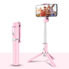 Extendable Folding Handheld Selfie Stick Tripod Bluetooth Remote Shutter Universal T28 for Oppo A35 Pink