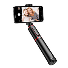 Extendable Folding Handheld Selfie Stick Tripod Bluetooth Remote Shutter Universal T34 for Oppo A74 5G Red and Black