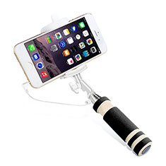 Extendable Folding Wired Handheld Selfie Stick Universal S01 for Apple iPhone 15 Pro Black