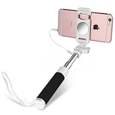 Extendable Folding Wired Handheld Selfie Stick Universal S02 for Apple iPhone 4 Black