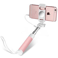 Extendable Folding Wired Handheld Selfie Stick Universal S02 for Oppo A35 Pink