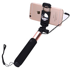 Extendable Folding Wired Handheld Selfie Stick Universal S04 for Handy Zubehoer Kopfhoerer Headset Rose Gold