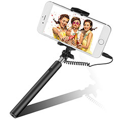Extendable Folding Wired Handheld Selfie Stick Universal S06 for Xiaomi Redmi Note 10 Pro Max Black