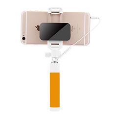 Extendable Folding Wired Handheld Selfie Stick Universal S07 for Sharp Aquos Sense4 Basic Yellow