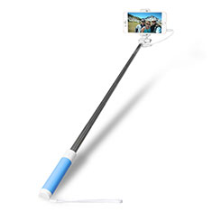 Extendable Folding Wired Handheld Selfie Stick Universal S10 for Samsung Galaxy S4 Zoom Sky Blue
