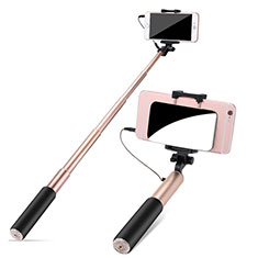 Extendable Folding Wired Handheld Selfie Stick Universal S11 for Handy Zubehoer Kopfhoerer Headset Gold