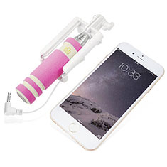 Extendable Folding Wired Handheld Selfie Stick Universal S18 for Samsung S5750 Wave 575 Pink