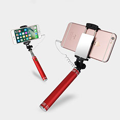 Extendable Folding Wired Handheld Selfie Stick Universal S20 for Vivo X Flip 5G Red