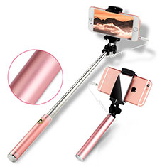 Extendable Folding Wired Handheld Selfie Stick Universal S22 for Vivo Y32t Rose Gold