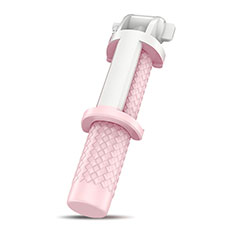 Extendable Folding Wired Handheld Selfie Stick Universal T36 for Vivo iQOO U3 5G Pink