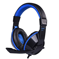 Foldable Sports Stereo Earphone Headphone H63 for Samsung Galaxy Book S 13.3 SM-W767 Blue