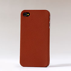 Hard Rigid Plastic Leather Snap On Case for Apple iPhone 4 Brown