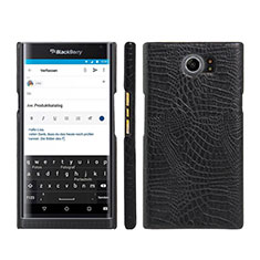 Hard Rigid Plastic Leather Snap On Case for Blackberry Priv Black