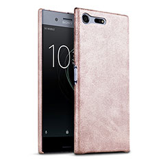 Hard Rigid Plastic Leather Snap On Case for Sony Xperia XZ Premium Rose Gold