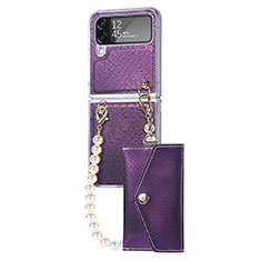 Hard Rigid Plastic Matte Finish Case Back Cover H06 for Samsung Galaxy Z Flip4 5G Purple