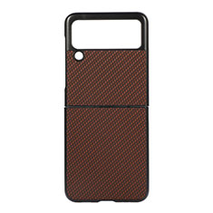 Hard Rigid Plastic Matte Finish Case Back Cover H08 for Samsung Galaxy Z Flip3 5G Brown