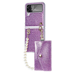 Hard Rigid Plastic Matte Finish Case Back Cover P08 for Samsung Galaxy Z Flip4 5G Clove Purple