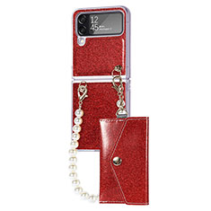 Hard Rigid Plastic Matte Finish Case Back Cover P08 for Samsung Galaxy Z Flip4 5G Red