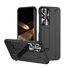 Hard Rigid Plastic Matte Finish Case Back Cover with Stand ZL2 for Samsung Galaxy S24 Ultra 5G Black