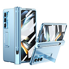 Hard Rigid Plastic Matte Finish Case Back Cover with Stand ZL5 for Samsung Galaxy Z Fold5 5G Blue