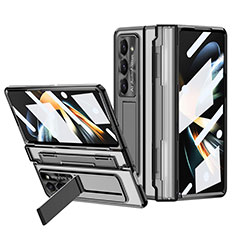 Hard Rigid Plastic Matte Finish Case Back Cover with Stand ZL6 for Samsung Galaxy Z Fold5 5G Black