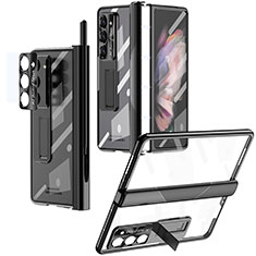 Hard Rigid Plastic Matte Finish Case Back Cover with Stand ZL8 for Samsung Galaxy Z Fold5 5G Black