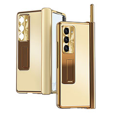 Hard Rigid Plastic Matte Finish Case Back Cover with Stand ZL9 for Samsung Galaxy Z Fold5 5G Gold