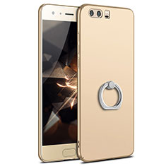 Hard Rigid Plastic Matte Finish Case Cover with Finger Ring Stand A01 for Huawei Honor 9 Premium Gold