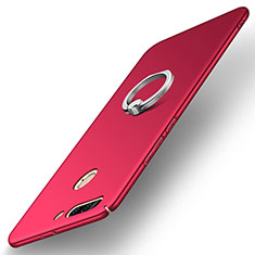 Hard Rigid Plastic Matte Finish Case Cover with Finger Ring Stand A01 for Huawei Honor V9 Red