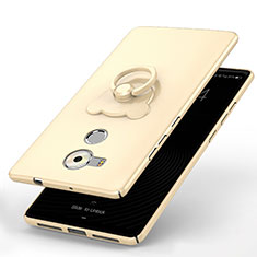 Hard Rigid Plastic Matte Finish Case Cover with Finger Ring Stand A01 for Huawei Mate 8 Gold