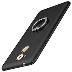 Hard Rigid Plastic Matte Finish Case Cover with Finger Ring Stand A01 for Huawei Nova Smart Black