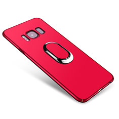 Hard Rigid Plastic Matte Finish Case Cover with Finger Ring Stand A01 for Samsung Galaxy S8 Plus Red