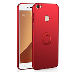 Hard Rigid Plastic Matte Finish Case Cover with Finger Ring Stand A01 for Xiaomi Redmi Note 5A High Edition Red