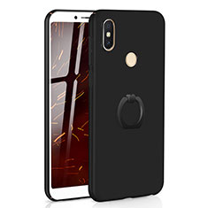 Hard Rigid Plastic Matte Finish Case Cover with Finger Ring Stand A01 for Xiaomi Redmi S2 Black